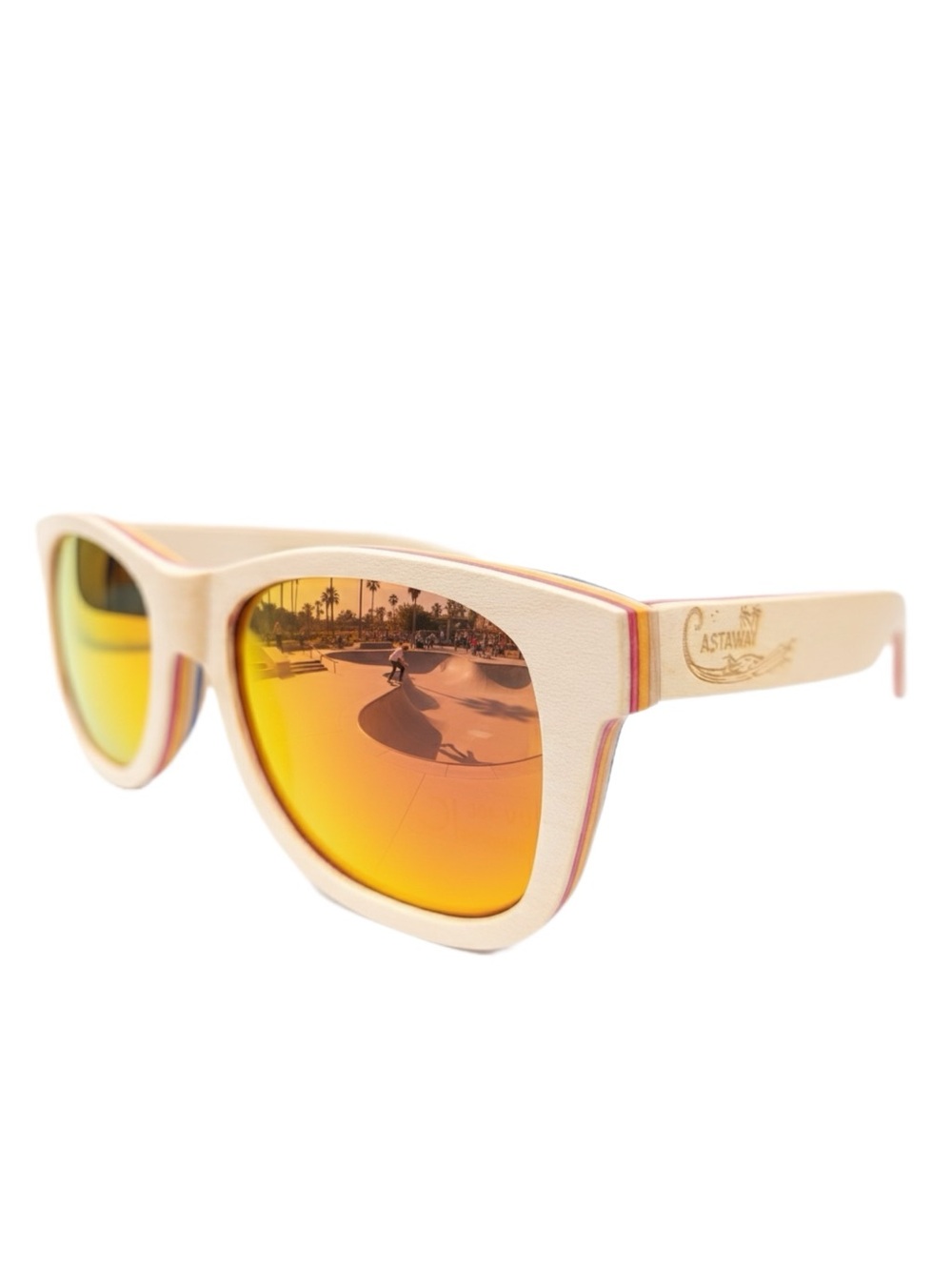 Castaway Ollie Sunglasses with Orange Mirror Lenses and Rainbow Edge